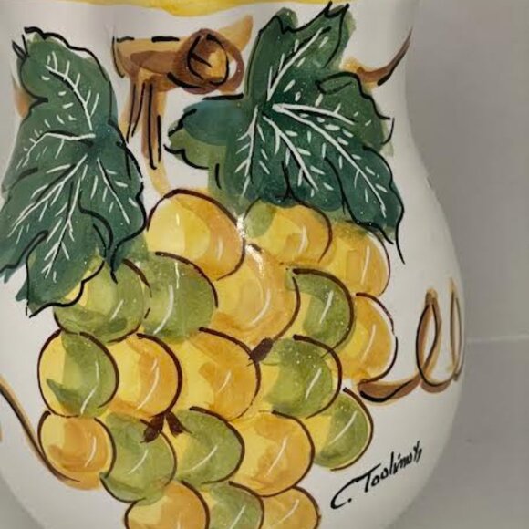 Beautiful Vintage Italian Ceramic Pitcher Tadinate Hand Painted Sangria Pitcher - Picture 3 of 9